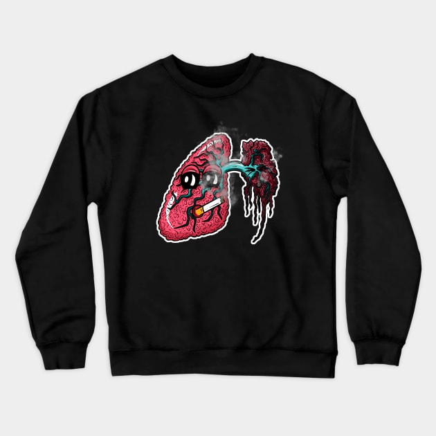 Smokers Lung! Cartoon Lungs Crewneck Sweatshirt by Squeeb Creative